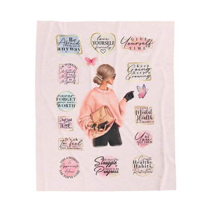 Positive Affirmations Plush Blanket - pale pink or white