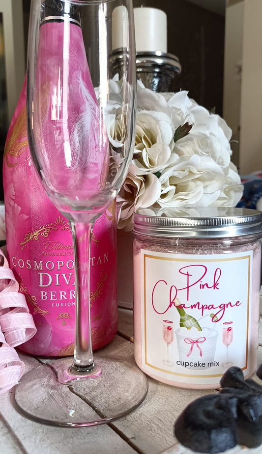 Pink Champagne Cupcake Mix Jars DIY